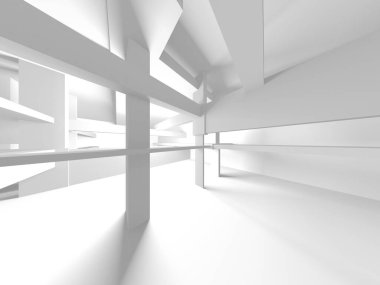Soyut Beyaz Mimari Tasarım Konsepti. 3d Görüntüleme