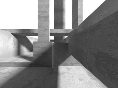 Dark Beton Duvar Mimarisi. Boş Oda. 3d Görüntüleme