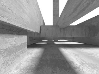 Dark Beton Duvar Mimarisi. Boş Oda. 3d Görüntüleme