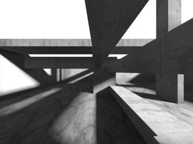 Dark Beton Duvar Mimarisi. Boş Oda. 3d Görüntüleme