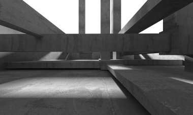 Dark Beton Duvar Mimarisi. Boş Oda. 3d Görüntüleme