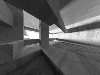 Dark Beton Duvar Mimarisi. Boş Oda. 3d Görüntüleme