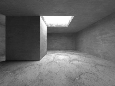 Dark Beton Duvar Mimarisi. Boş Oda. 3d Görüntüleme