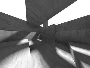 Dark Beton Duvar Mimarisi. Boş Oda. 3d Görüntüleme