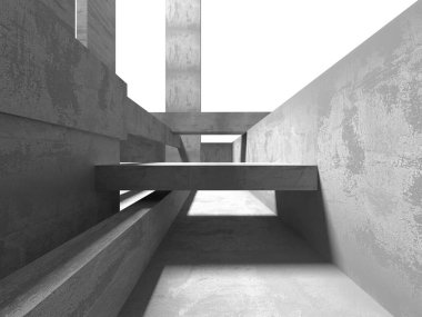 Dark Beton Duvar Mimarisi. Boş Oda. 3d Görüntüleme