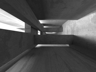 Dark Beton Duvar Mimarisi. Boş Oda. 3d Görüntüleme