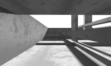 Dark Beton Duvar Mimarisi. Boş Oda. 3d Görüntüleme