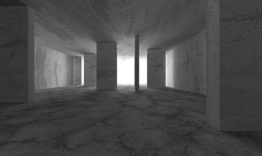 Dark Beton Duvar Mimarisi. Boş Oda. 3d Görüntüleme