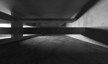 Dark Beton Duvar Mimarisi. Boş Oda. 3d Görüntüleme