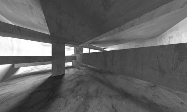 Dark Beton Duvar Mimarisi. Boş Oda. 3d Görüntüleme