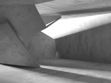 Dark Beton Duvar Mimarisi. Boş Oda. 3d Görüntüleme