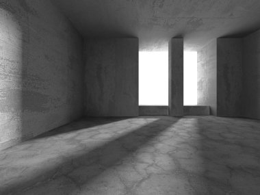 Dark Beton Duvar Mimarisi. Boş Oda. 3d Görüntüleme