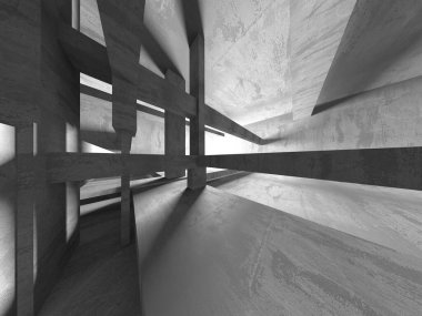 Dark Beton Duvar Mimarisi. Boş Oda. 3d Görüntüleme