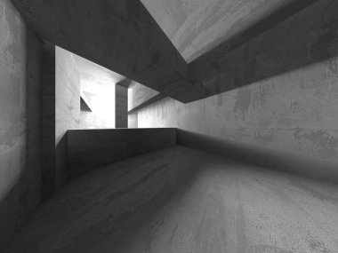 Dark Beton Duvar Mimarisi. Boş Oda. 3d Görüntüleme