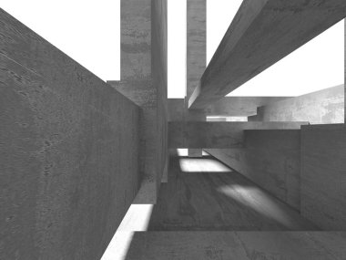 Dark Beton Duvar Mimarisi. Boş Oda. 3d Görüntüleme