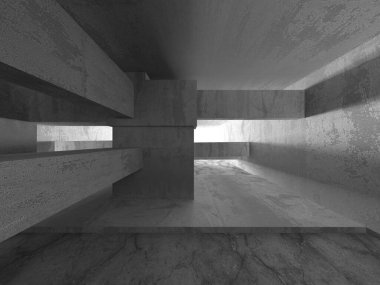 Dark Beton Duvar Mimarisi. Boş Oda. 3d Görüntüleme
