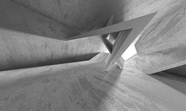 Dark Beton Duvar Mimarisi. Boş Oda. 3d Görüntüleme