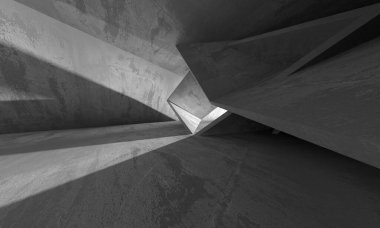 Dark Beton Duvar Mimarisi. Boş Oda. 3d Görüntüleme