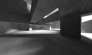 Dark Beton Duvar Mimarisi. Boş Oda. 3d Görüntüleme