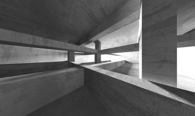 Dark Beton Duvar Mimarisi. Boş Oda. 3d Görüntüleme