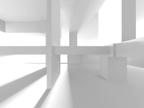 白色现代背景 摘要建筑概念 3D渲染 — 图库照片