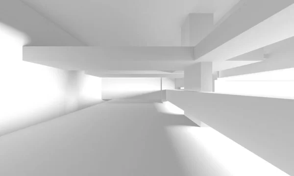 Fundo Moderno Branco Conceito Construção Abstrato Render — Fotografia de Stock