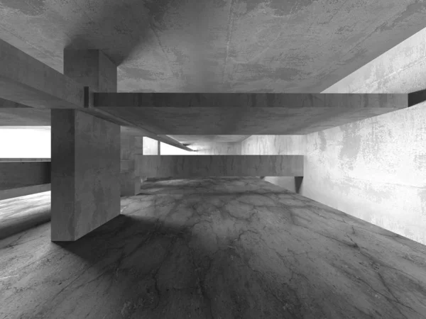 摘要建筑内部背景 空荡荡的混凝土房间3D渲染 — 图库照片