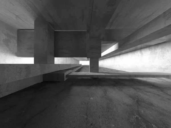 Arquitetura Abstrata Fundo Interior Concreto Áspero Vazio Renderização — Fotografia de Stock