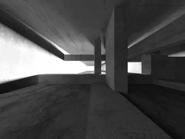 Contexte Architectural Abstrait Intérieur Béton Brut Vide Rendu — Photo
