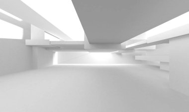 Beyaz Modern Arkaplan. Soyut Bina Konsepti. 3d Hazırlama