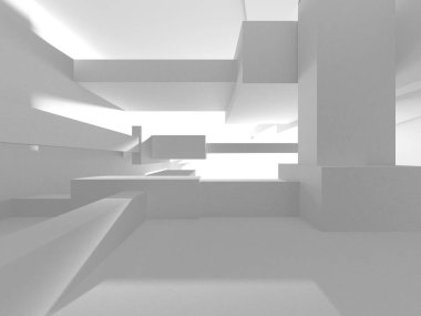 Beyaz Modern Arkaplan. Soyut Bina Konsepti. 3d Hazırlama