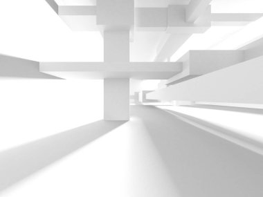 Beyaz Modern Arkaplan. Soyut Bina Konsepti. 3d Hazırlama