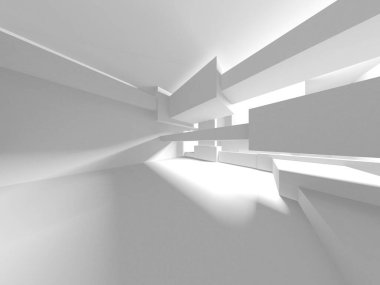 Beyaz Modern Arkaplan. Soyut Bina Konsepti. 3d Hazırlama