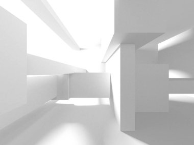 Beyaz Modern Arkaplan. Soyut Bina Konsepti. 3d Hazırlama