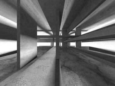 Soyut mimari iç plan. Boş beton oda. 3d hazırlayıcı