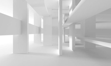 Aydınlatılmış koridor iç tasarımı. Boş Oda İç mimarisi. 3 Boyutlu Hazırlama