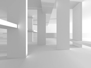 Aydınlatılmış koridor iç tasarımı. Boş Oda İç mimarisi. 3 Boyutlu Hazırlama