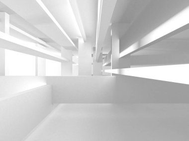 Aydınlatılmış koridor iç tasarımı. Boş Oda İç mimarisi. 3 Boyutlu Hazırlama