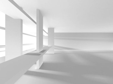 Beyaz Modern Arkaplan. Soyut Bina Konsepti. 3d Hazırlama