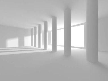 Beyaz Modern Arkaplan. Soyut Bina Konsepti. 3d Hazırlama