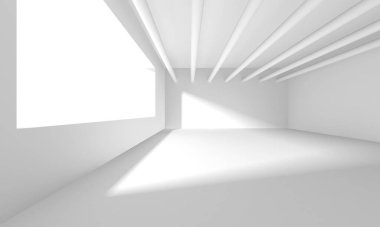 Aydınlatılmış koridor iç tasarımı. Boş Oda İç mimarisi. 3 Boyutlu Hazırlama