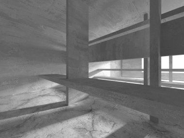 Soyut mimari arka plan. İçi boş beton döşeme. 3d hazırlayıcı