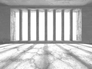 Soyut mimari iç plan. Boş beton oda. 3d hazırlayıcı