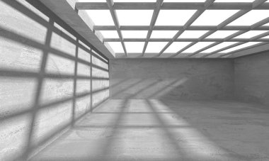 Soyut mimari iç plan. Boş beton oda. 3d hazırlayıcı