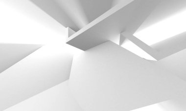 Beyaz Modern Arkaplan. Soyut Bina Konsepti. 3d Hazırlama