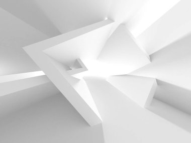 Beyaz Modern Arkaplan. Soyut Bina Konsepti. 3d Hazırlama