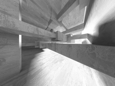 Soyut mimari iç plan. Boş beton oda. 3d hazırlayıcı