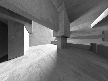 Soyut mimari iç plan. Boş beton oda. 3d hazırlayıcı