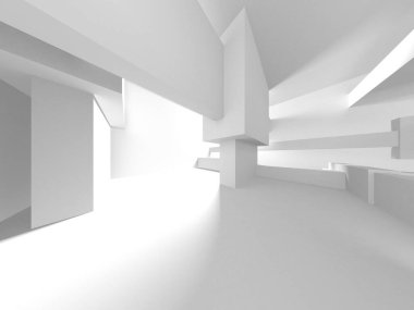 Soyut Beyaz Mimari Tasarım Konsepti. 3d Görüntüleme
