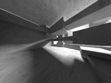 Soyut mimari iç plan. Boş beton oda. 3d hazırlayıcı